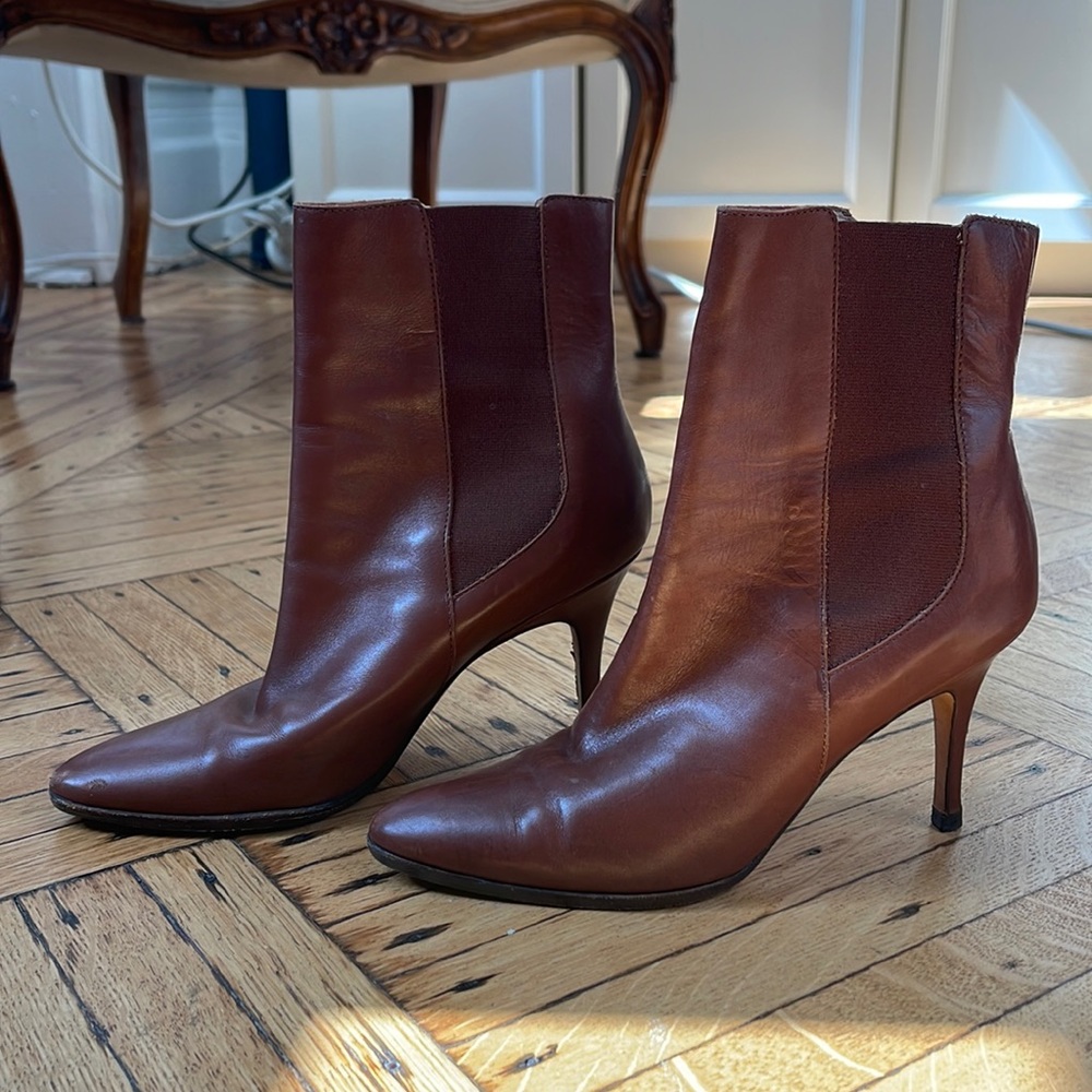 Manolo Blahnik brown booties